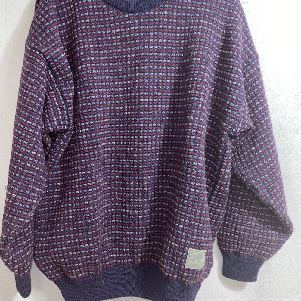 Denbigh Burgundy Wool‎ Knit Men's Windproof Pull Over Wind Stopper Lining  Sz M